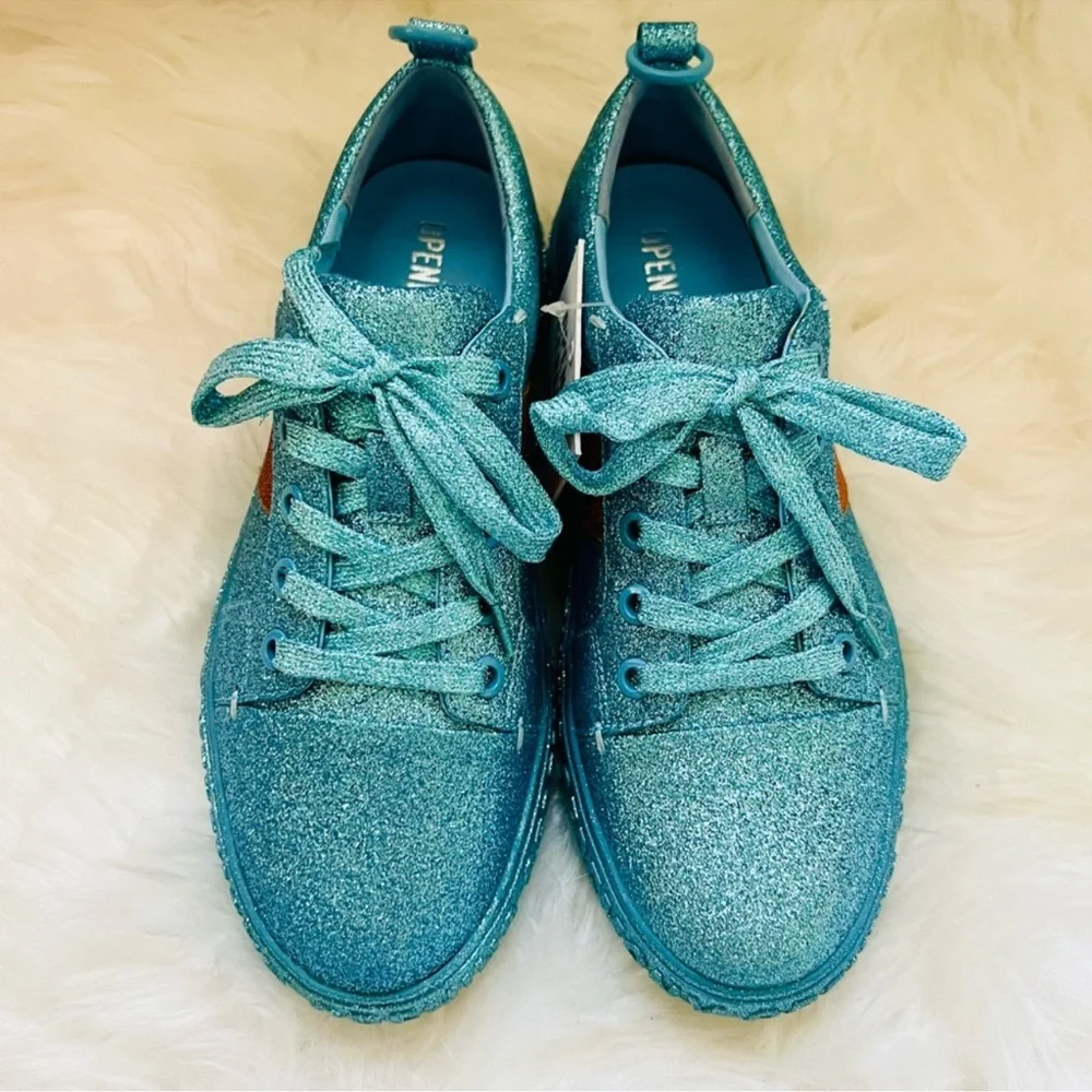 New! OPENING CEREMONY La Cienega Glitter Lace Up Platform Sneakers - Picture 6 of 16